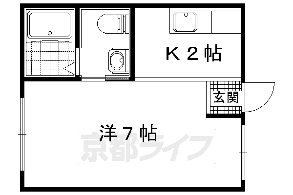 京都市山科区西野山中畑町のアパートの間取り