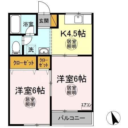 袖ケ浦市長浦駅前のアパートの間取り