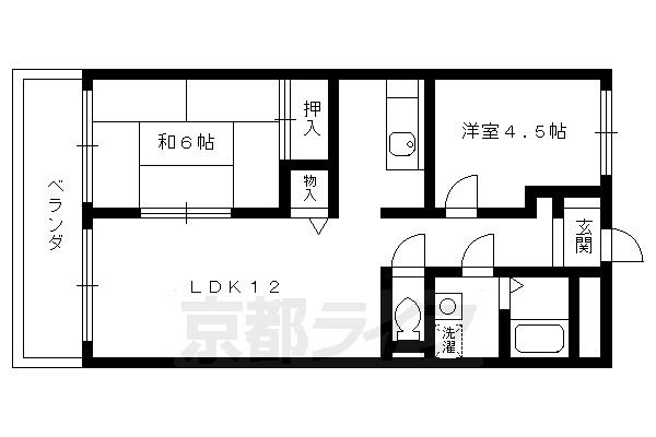 向日市物集女町のマンションの間取り