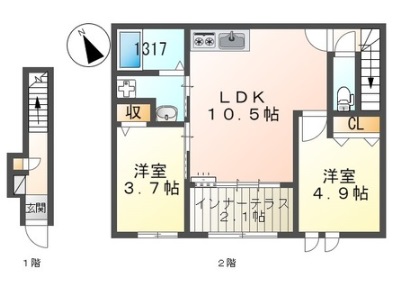 【姫路市継のアパートの間取り】