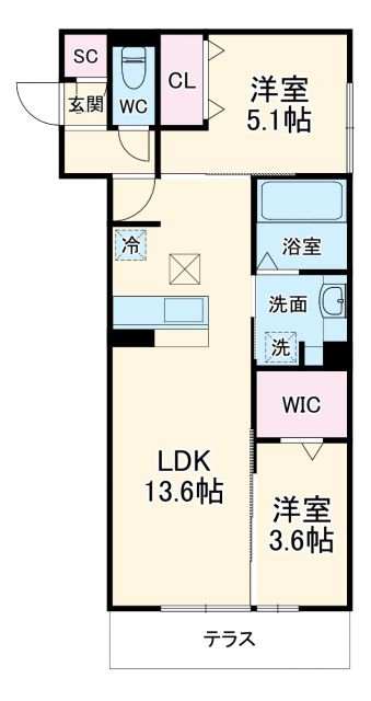 GRAND　D-room若林西の間取り