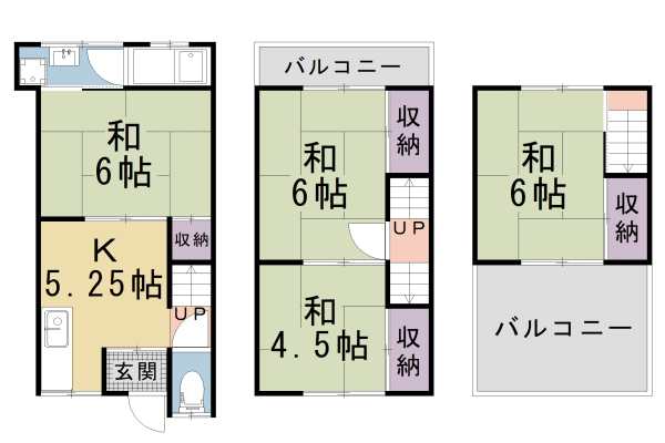 御陵荒巻町貸家の間取り