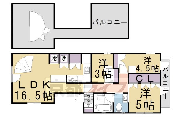 京都市北区大宮東総門口町のマンションの間取り