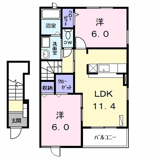 あま市木田のアパートの間取り