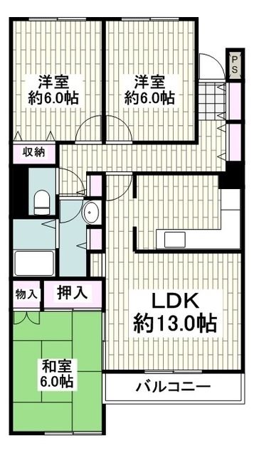 横浜市旭区さちが丘のマンションの間取り