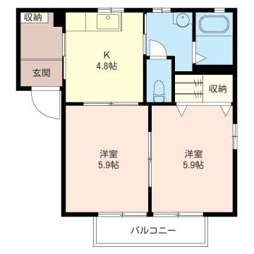 前橋市朝倉町のアパートの間取り