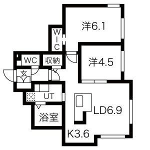 札幌市手稲区手稲本町二条のマンションの間取り