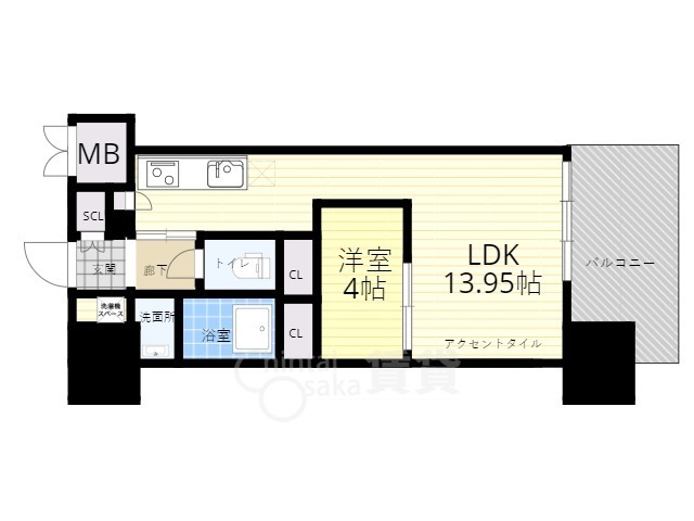 大阪市淀川区宮原のマンションの間取り