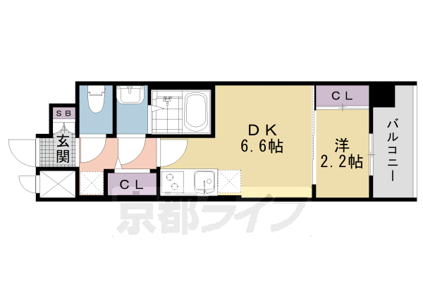 京都市下京区西七条石井町のマンションの間取り