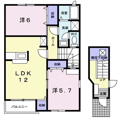 栗原市築館宮野中央のアパートの間取り