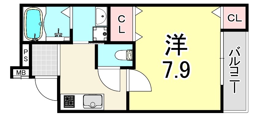 尼崎市三反田町のアパートの間取り