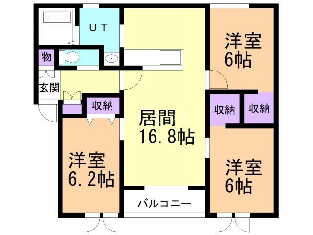 釧路市若松町のアパートの間取り