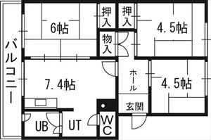 札幌西月寒団地３号棟の間取り