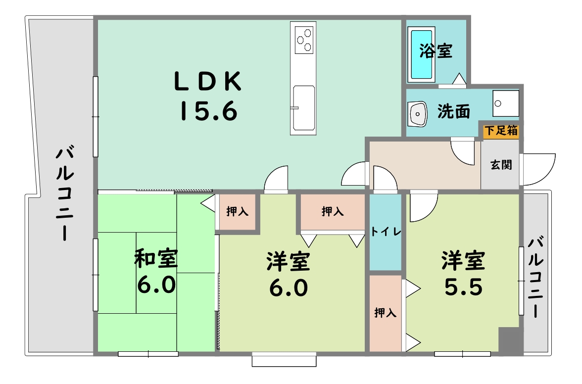 北九州市小倉南区守恒本町のマンションの間取り