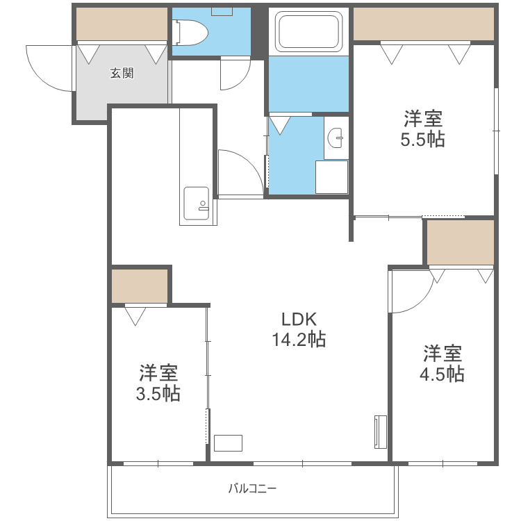 札幌市手稲区前田二条のマンションの間取り