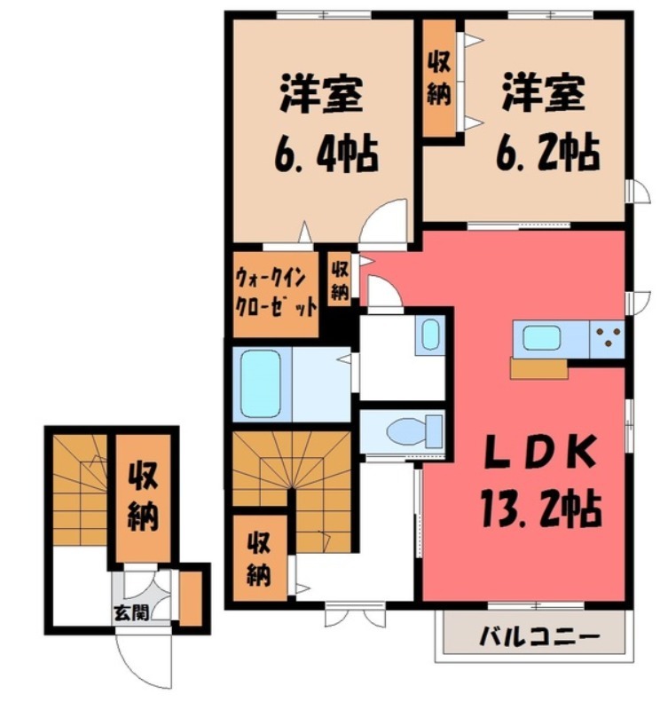 宇都宮市滝の原のアパートの間取り