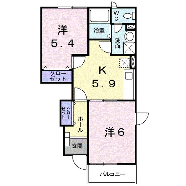 佐久市平賀のアパートの間取り