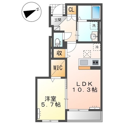 岡山市北区高松のアパートの間取り