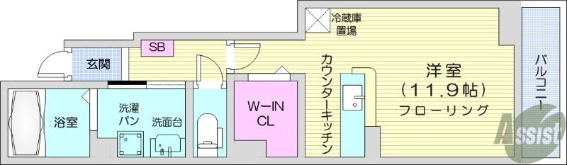 仙台市青葉区荒巻のアパートの間取り