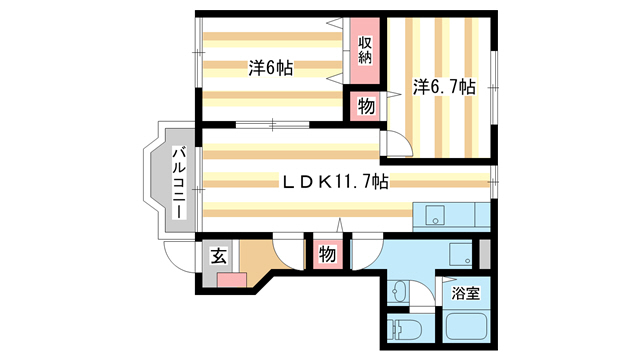 天理市前栽町のアパートの間取り