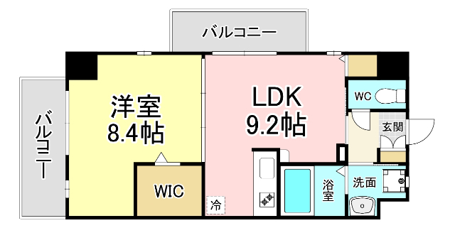 北九州市小倉北区井堀のマンションの間取り