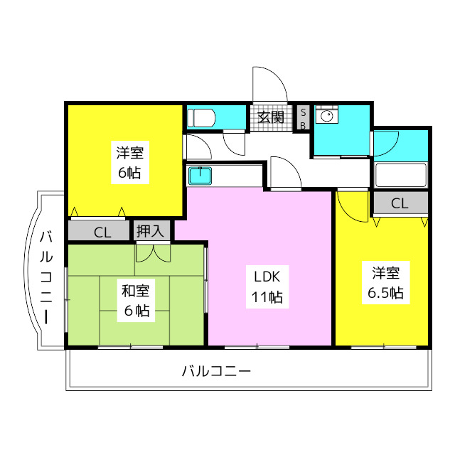 福岡市南区桧原のマンションの間取り