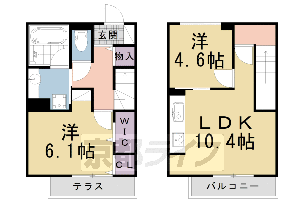 京都市北区西賀茂鎮守菴町のアパートの間取り