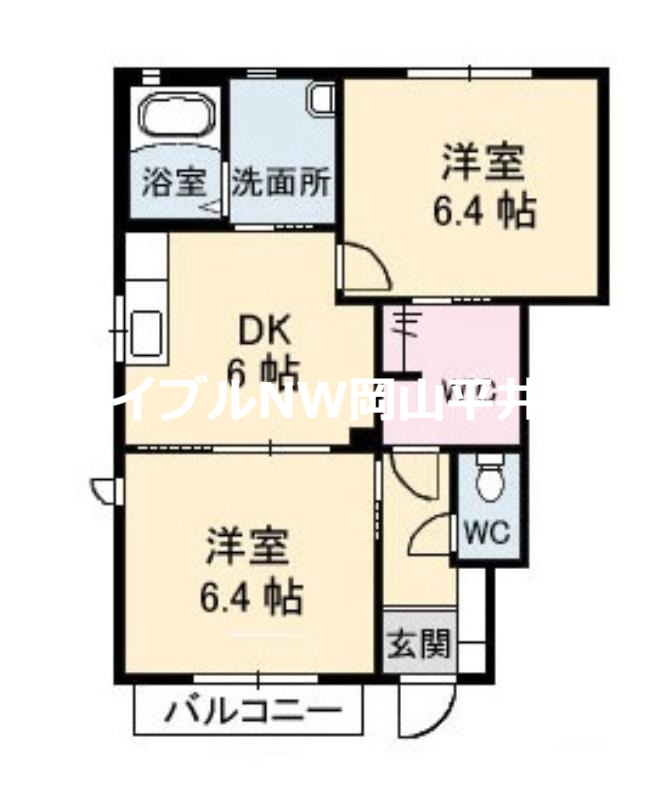 岡山市東区瀬戸町下のアパートの間取り