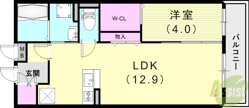 神戸市北区谷上東町のアパートの間取り