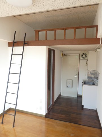 玄関　ロフトはハシゴで登れます。ロフトにカーテンも付けられます♪