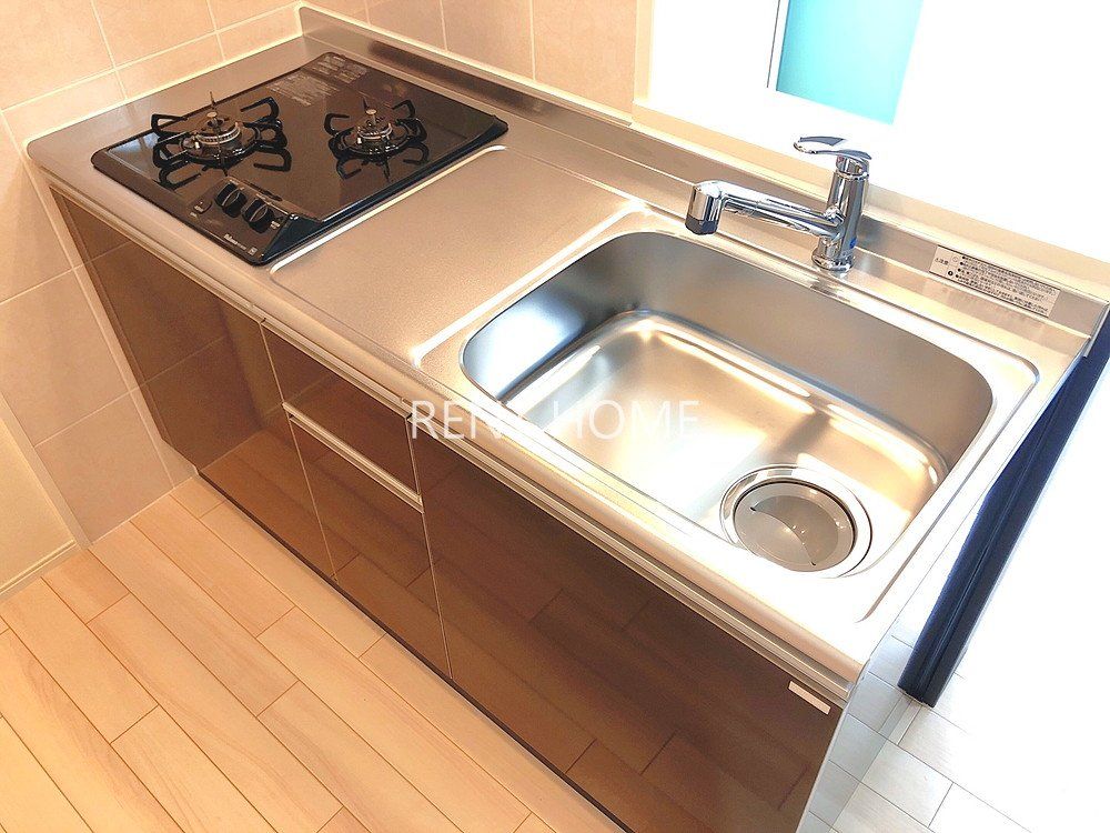 キッチン　２口ガスコンロのシステムキッチン