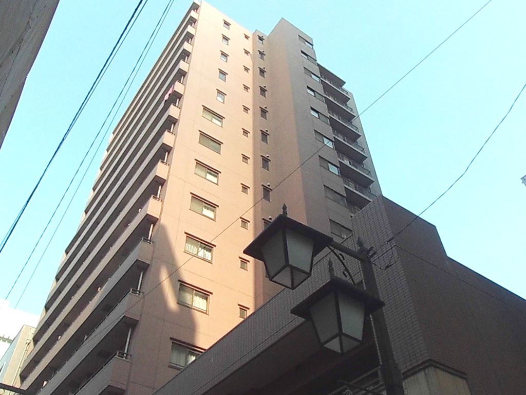 建物外観　商店街の中に建つペット可の高級賃貸マンションです。