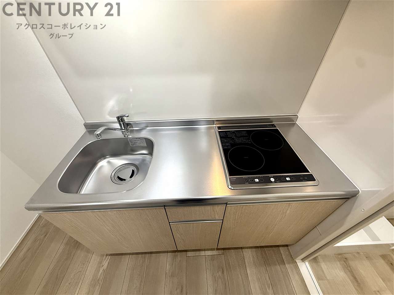 キッチン　2口IHコンロで火を使わず、料理初心者の方にもおすすめです！