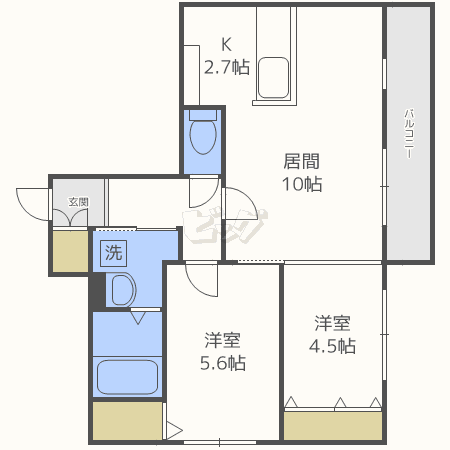 札幌市電 中央図書館前駅 徒歩5分 4階建 築9年の間取り写真