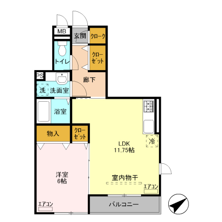 前橋市千代田町のアパートの間取り