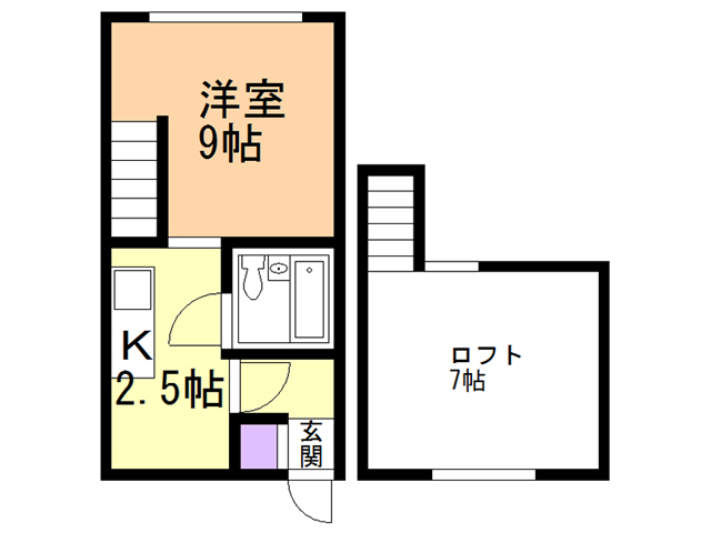 函館市旭町のアパートの間取り