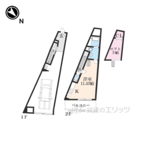 京都市伏見区向島庚申町のアパートの間取り