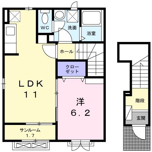 黒部市田家新のアパートの間取り