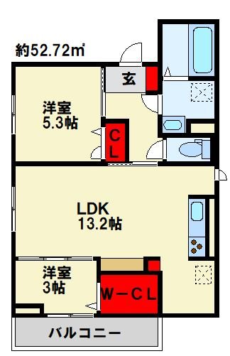 大野城市大城のアパートの間取り