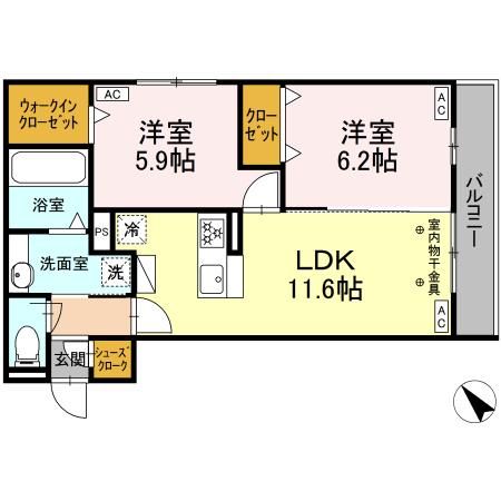 豊田市花園町のアパートの間取り