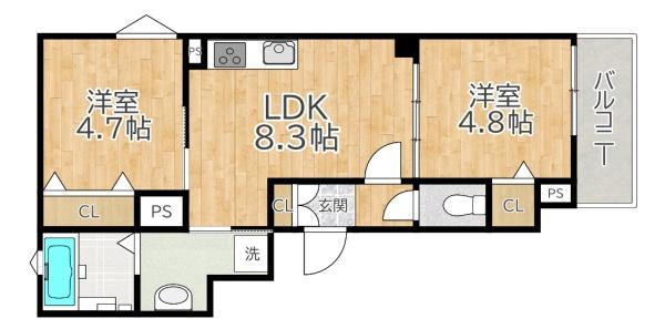 クリエオーレ郡津Iの間取り