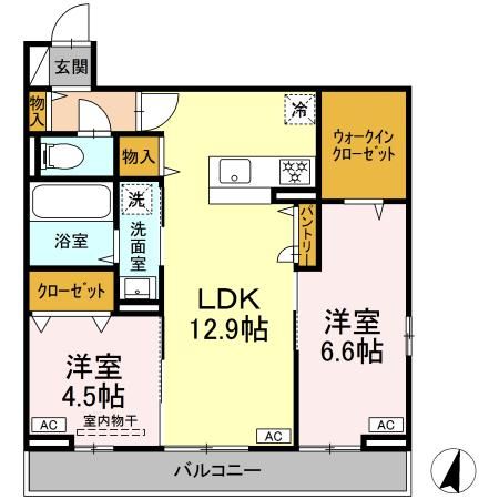 【（仮）D-ROOM富沢西4丁目PJ　Bの間取り】