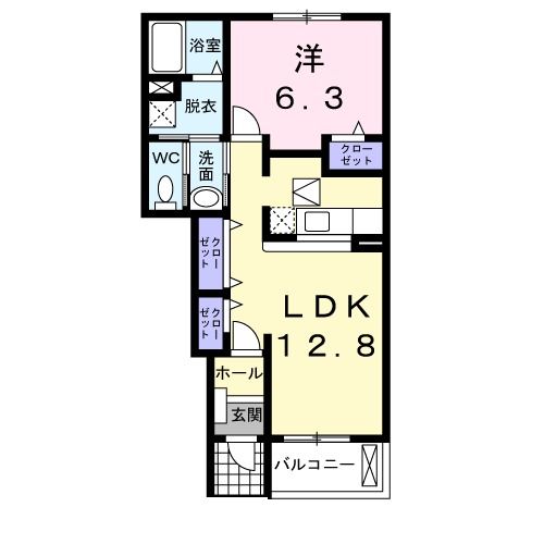 八戸市大字田面木のアパートの間取り