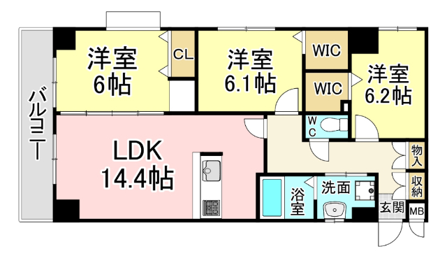 【北九州市小倉南区守恒のマンションの間取り】