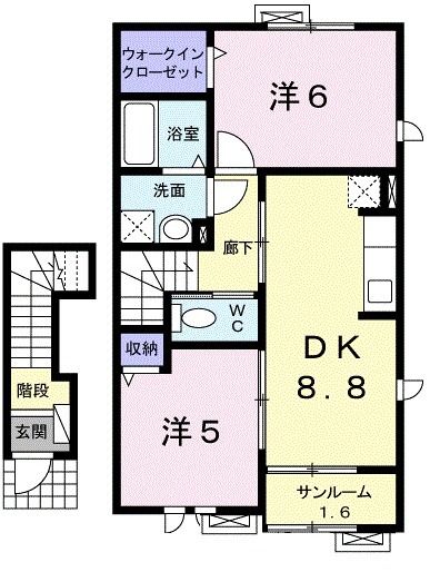 坂井市春江町東太郎丸のアパートの間取り