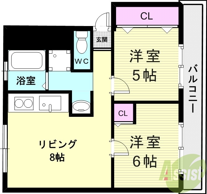 【神戸市西区玉津町高津橋のマンションの間取り】