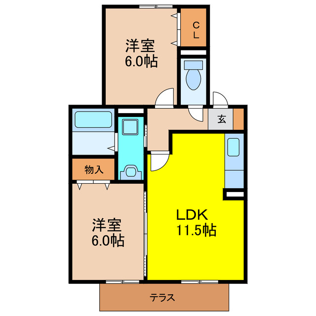 瀬戸市若宮町のアパートの間取り