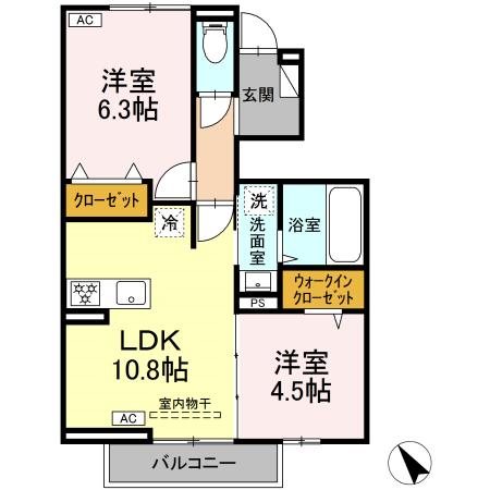 八王子市中野町のアパートの間取り