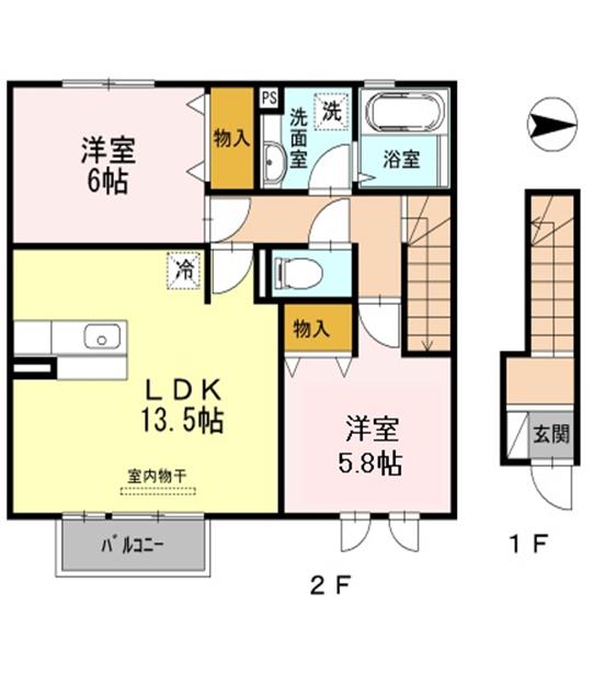 【姫路市大津区平松のアパートの間取り】