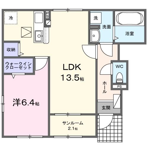 大和町吉岡東アパートＢの間取り